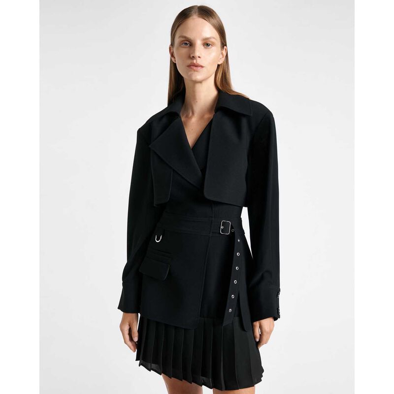 Cue Recycled Crepe Pleated Mini Trench Dress image number 3